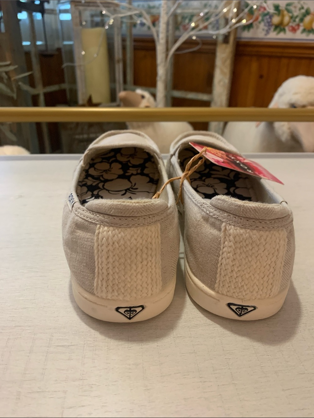 Roxy Neutral Canvas Slip-On Sneakers in Light Beige - Picture 5 of 8